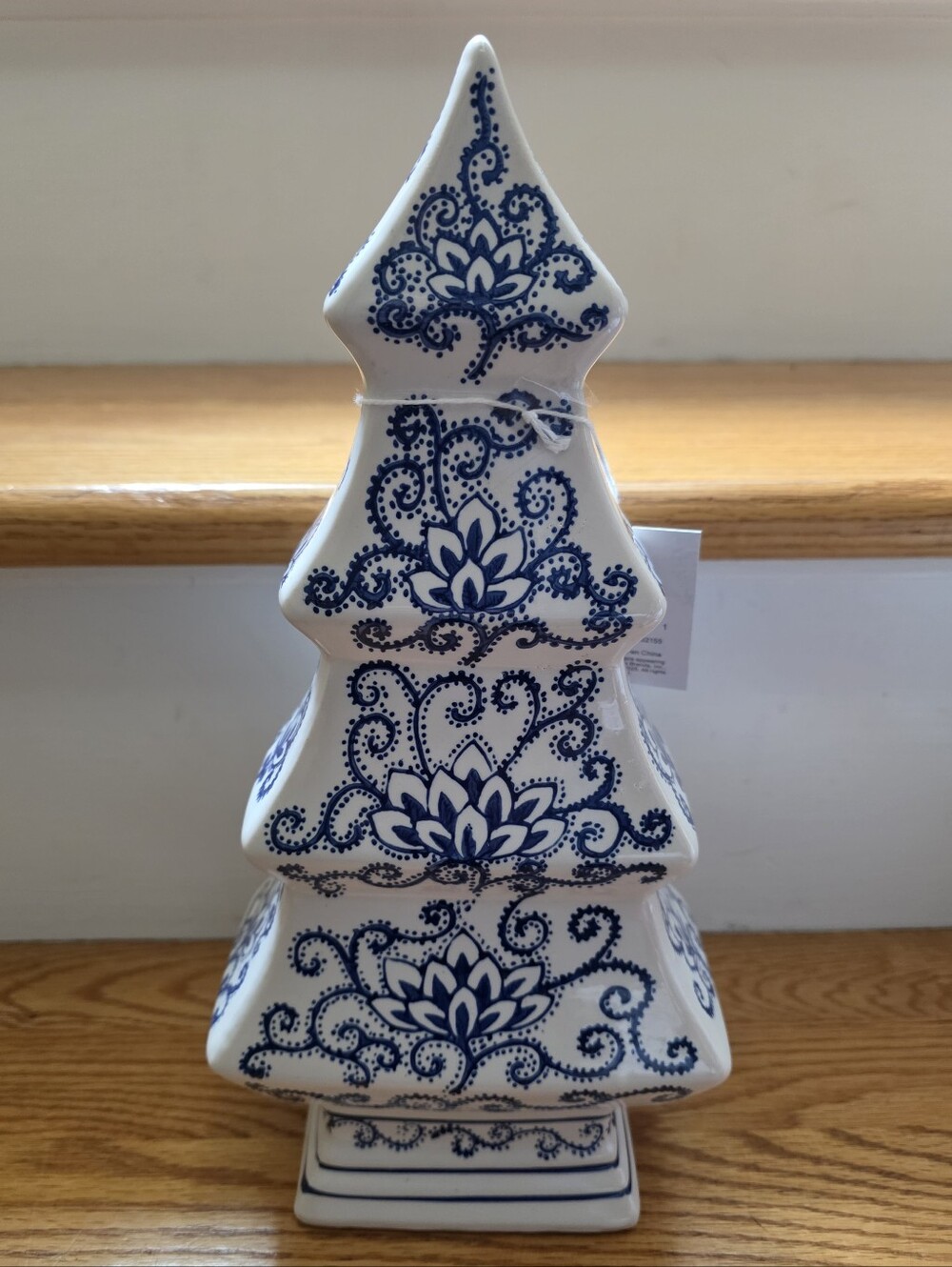 Mikasa White Ceramic Tree with Blue Floral Scrolls NEW 12.25" - Picture 4 of 4